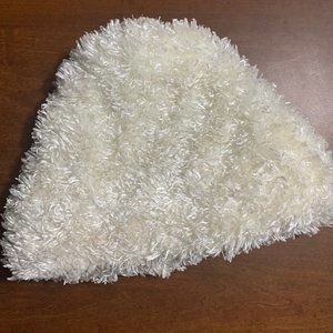 Soft white winter fuzzy Womens hat beanie Slouchy